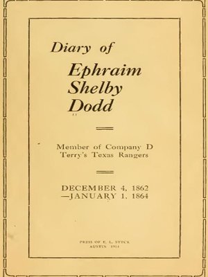 cover image of Diary of Ephraim Shelby Dodd; 1862-1864